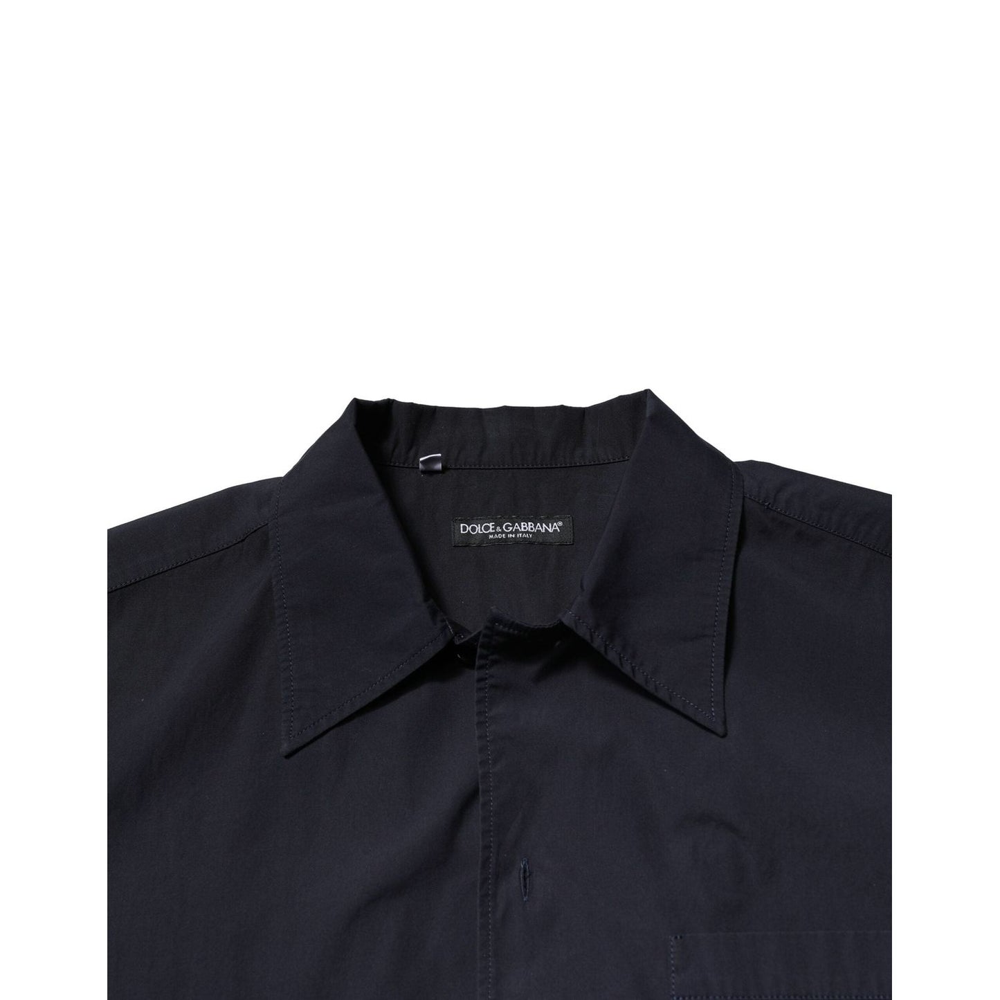 Dolce & Gabbana Dark Blue Cotton Short Sleeves Casual Shirt TSH90485-40