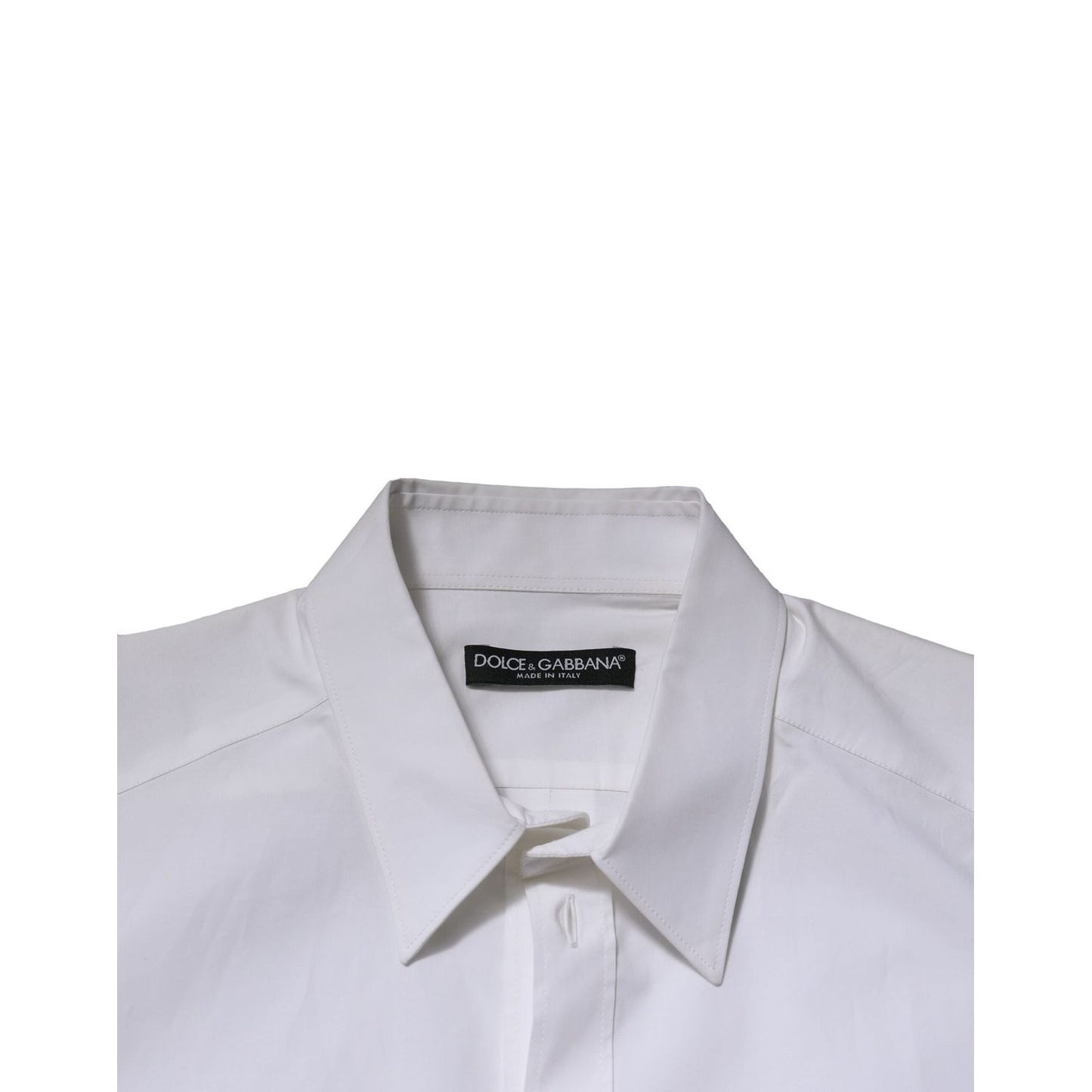 Dolce & Gabbana White Cotton Long Sleeves Dress Formal Shirt TSH90698-40