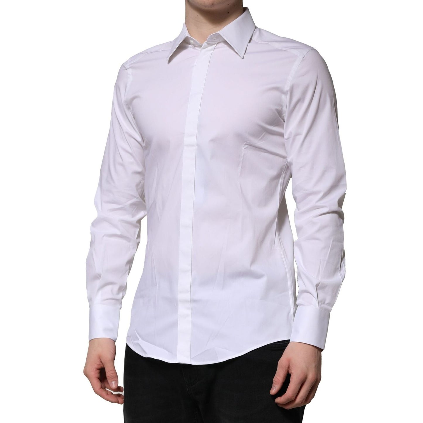 Dolce & Gabbana White MARTINI Long Sleeves Dress Formal Shirt TSH906709-38