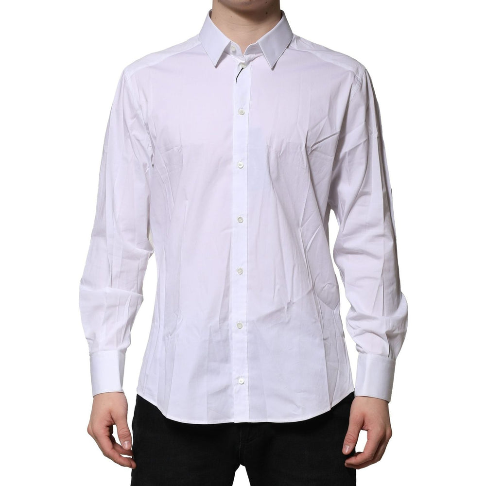 Dolce & Gabbana White Cotton Long Sleeves GOLD Formal Shirt TSH906712-43
