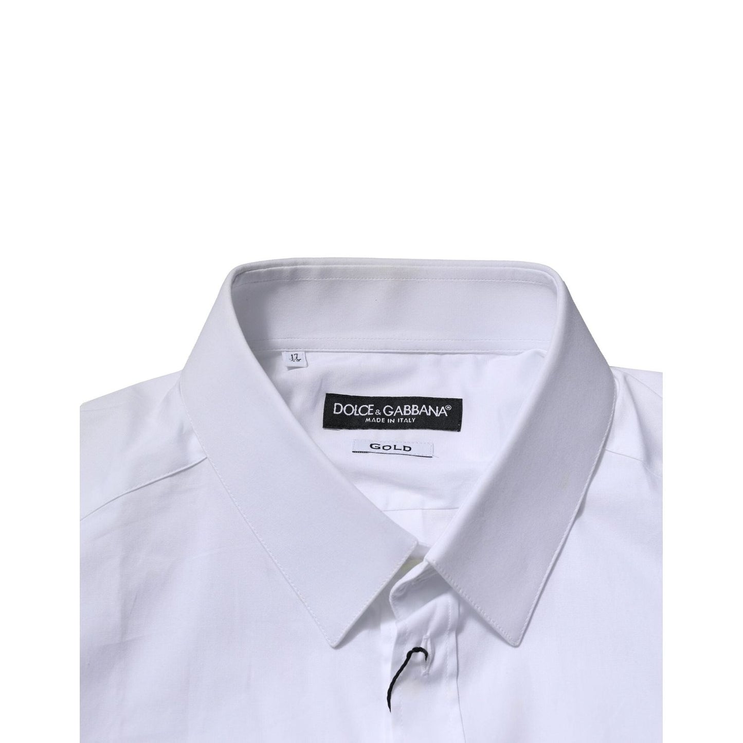 Dolce & Gabbana White Cotton Long Sleeves GOLD Formal Shirt TSH906712-43
