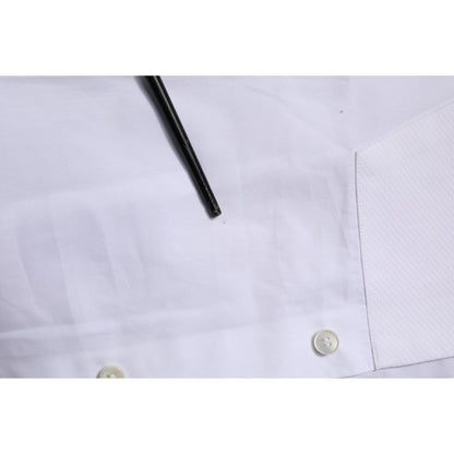 Dolce & Gabbana White Bib Cotton Poplin GOLD Formal Shirt