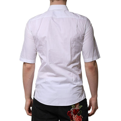 Dolce & Gabbana White Cotton Short Sleeves Dress Formal Shirt