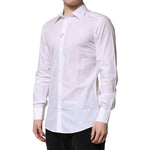 Dolce & Gabbana White Cotton GOLD Long Sleeves Formal Shirt TSH906720-40