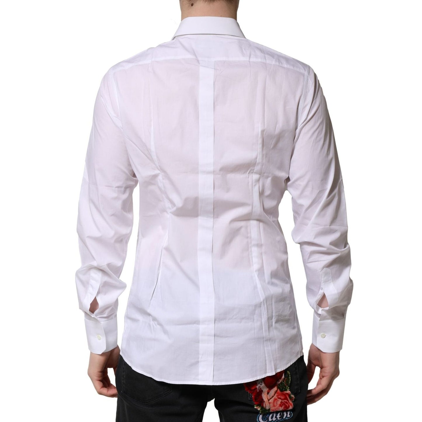Dolce & Gabbana White Cotton GOLD Long Sleeves Formal Shirt TSH906720-40
