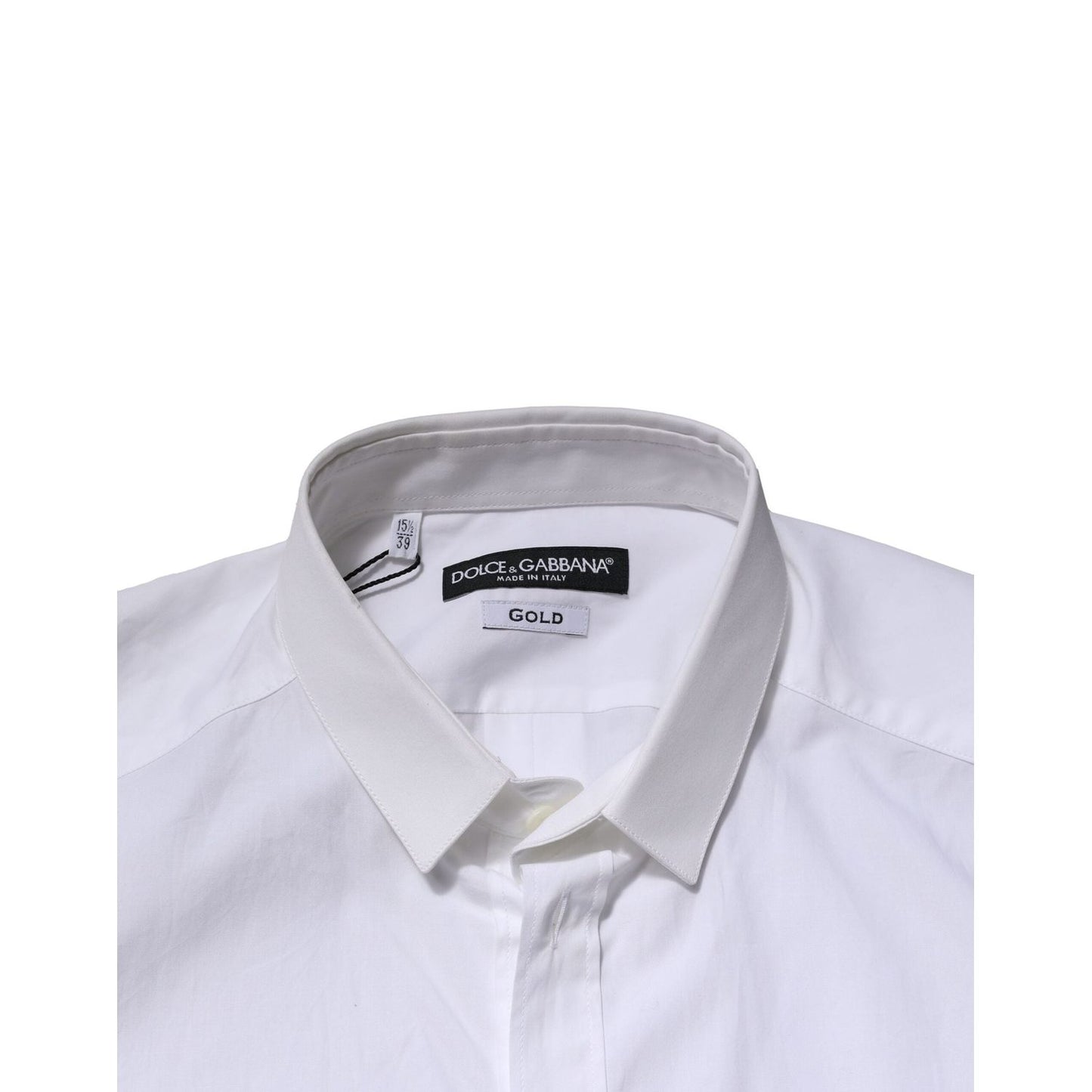 Dolce & Gabbana White Cotton GOLD Long Sleeves Formal Shirt