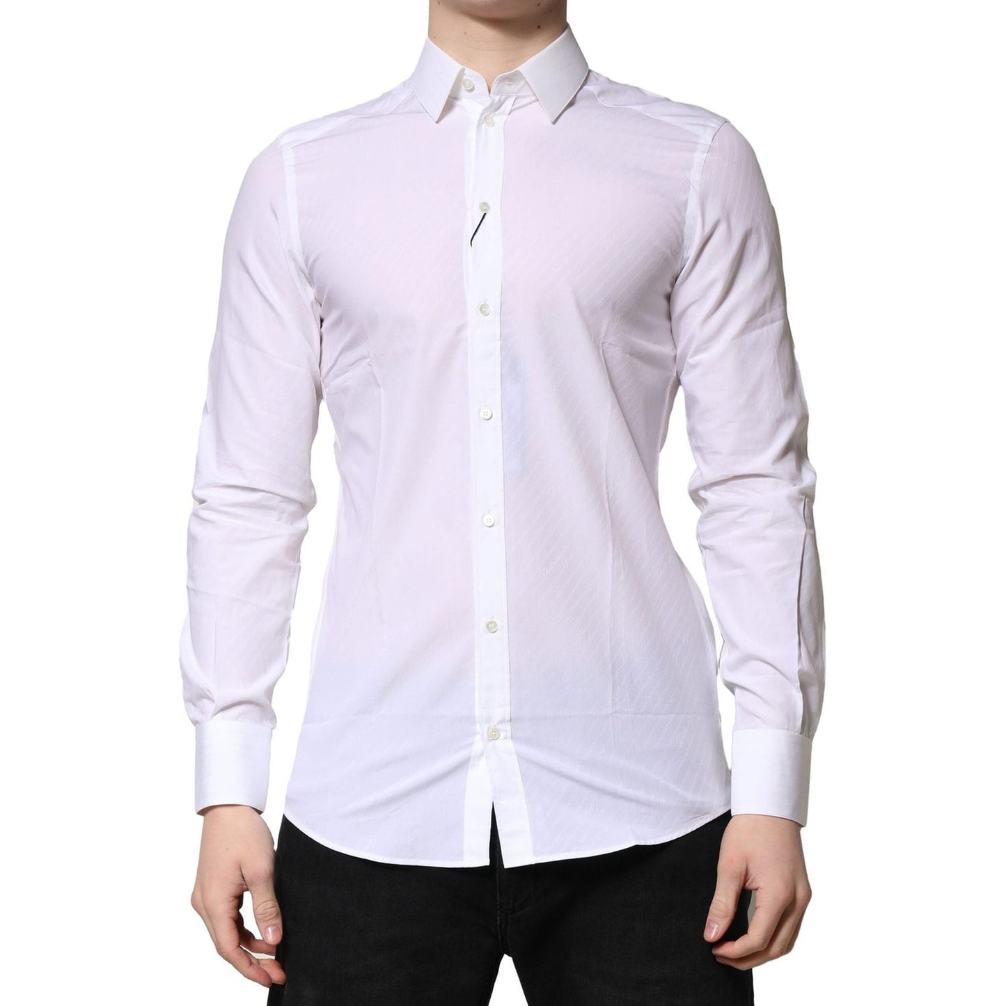 Dolce & Gabbana White MARTINI Long Sleeves Dress Formal Shirt TSH906723-38