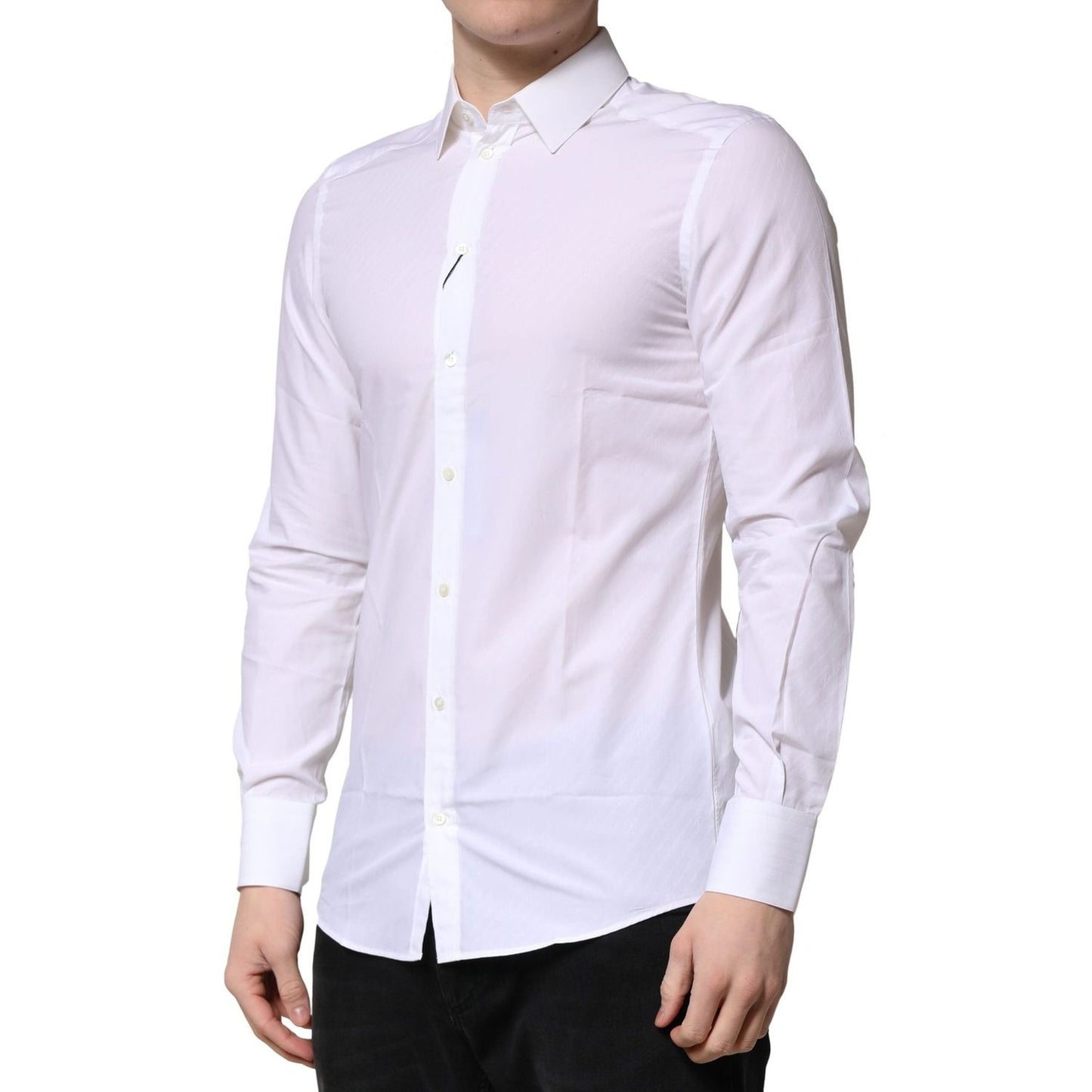 Dolce & Gabbana White MARTINI Long Sleeves Dress Formal Shirt TSH906723-38