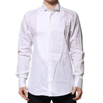 Dolce & Gabbana White GOLD Bib Poplin Dress Men Formal Shirt TSH906803-43