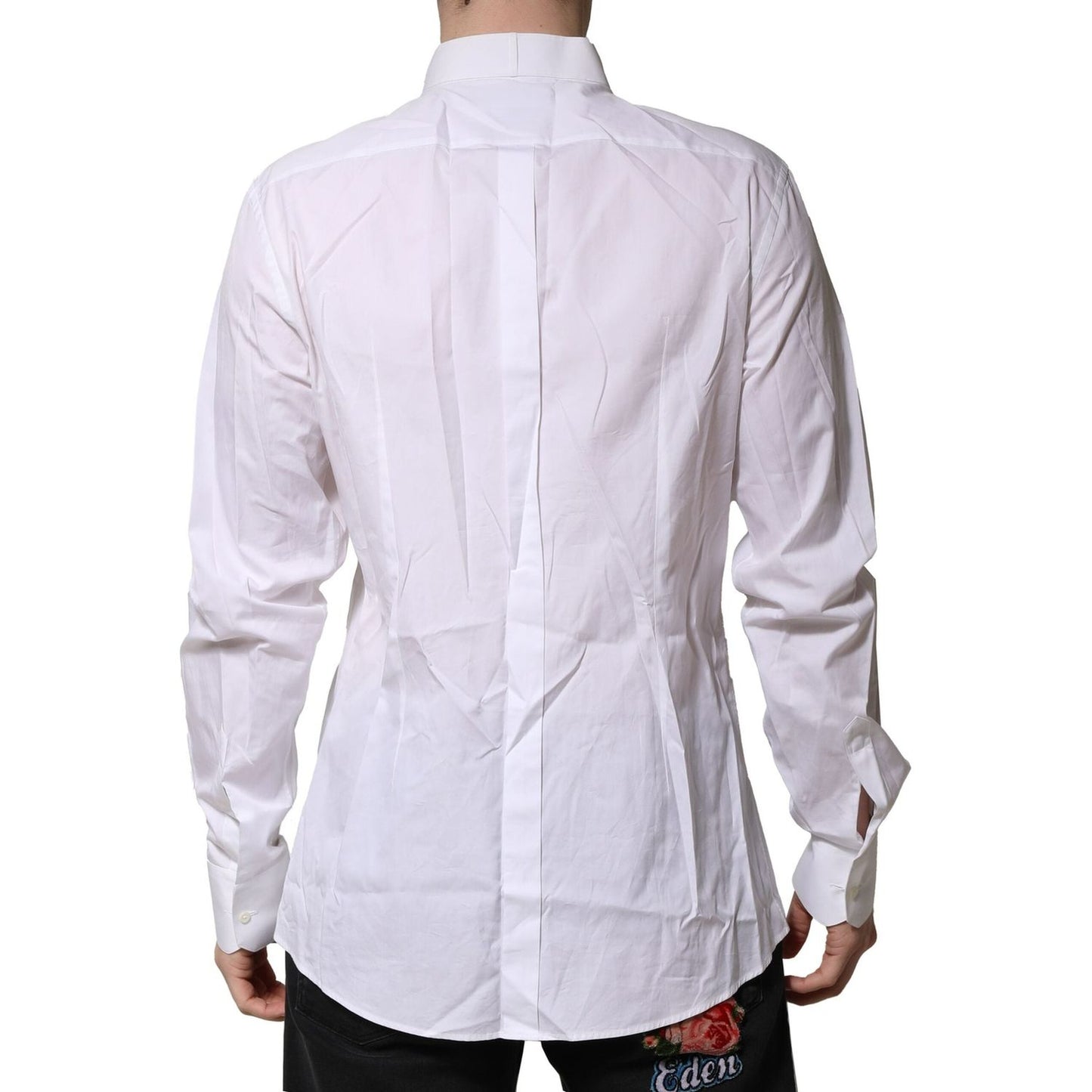 Dolce & Gabbana White GOLD Bib Poplin Dress Men Formal Shirt TSH906803-43