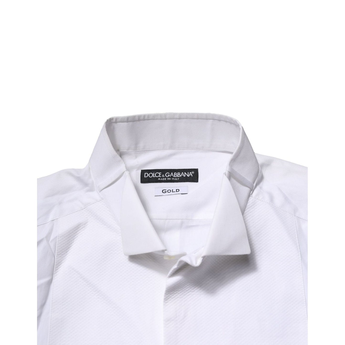 Dolce & Gabbana White GOLD Bib Poplin Dress Men Formal Shirt TSH906803-43