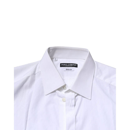 Dolce & Gabbana White GOLD Long Sleeves Men Dress Formal Shirt