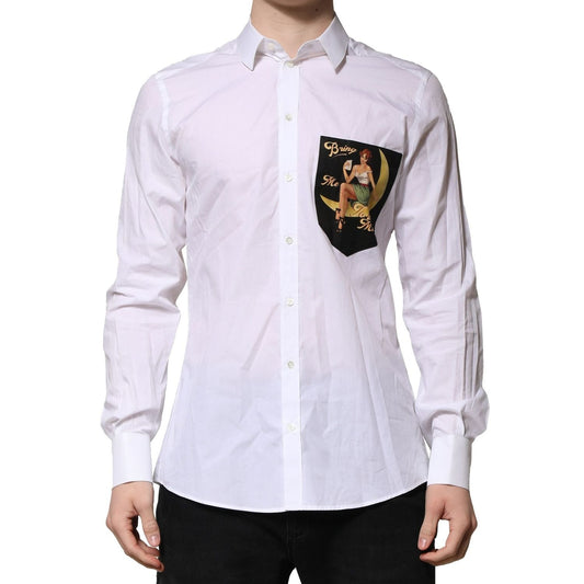 Dolce & Gabbana White MARTINI Long Sleeves Men Formal Shirt TSH906826-40
