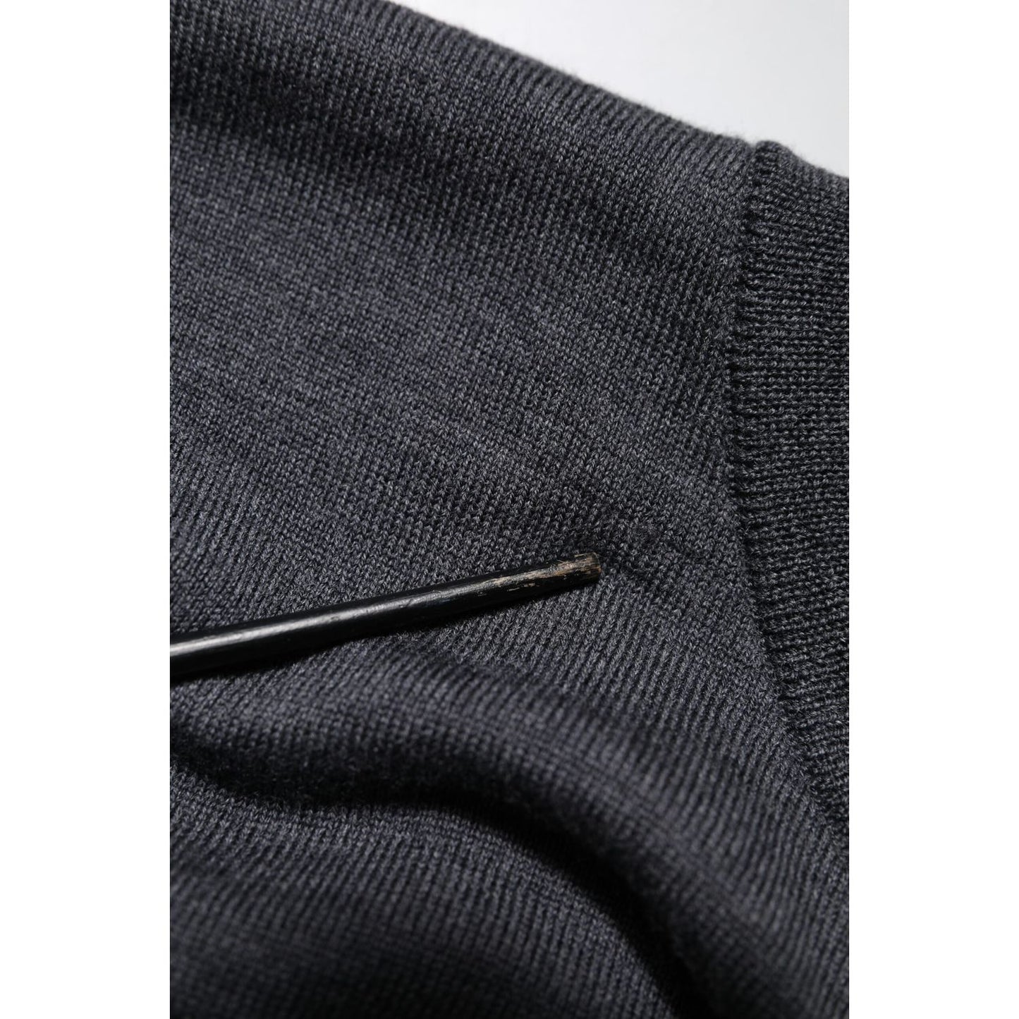 Dolce & Gabbana Dark Gray Wool Crew Neck Sweatshirt Sweater