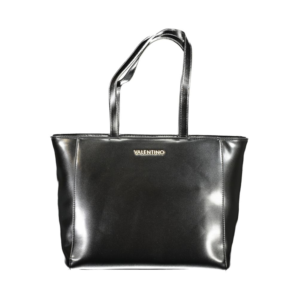 Alt Tag: Mario Valentino Black Polyethylene Women Handbag with dual handles and sleek design