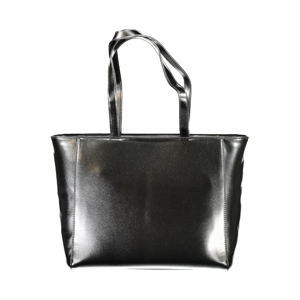 Mario Valentino Black Polyethylene Women Handbag with sleek design and dual handles for versatile carry options.
