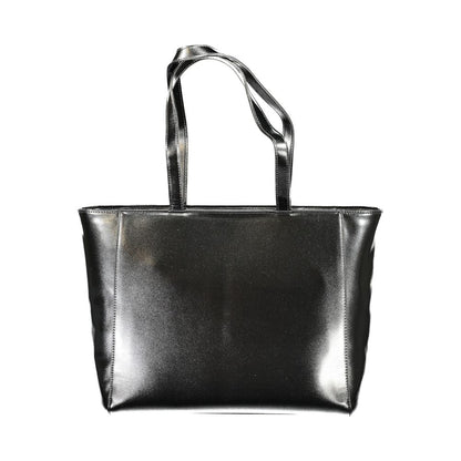 Mario Valentino Black Polyethylene Women Handbag with sleek design and dual handles for versatile carry options.