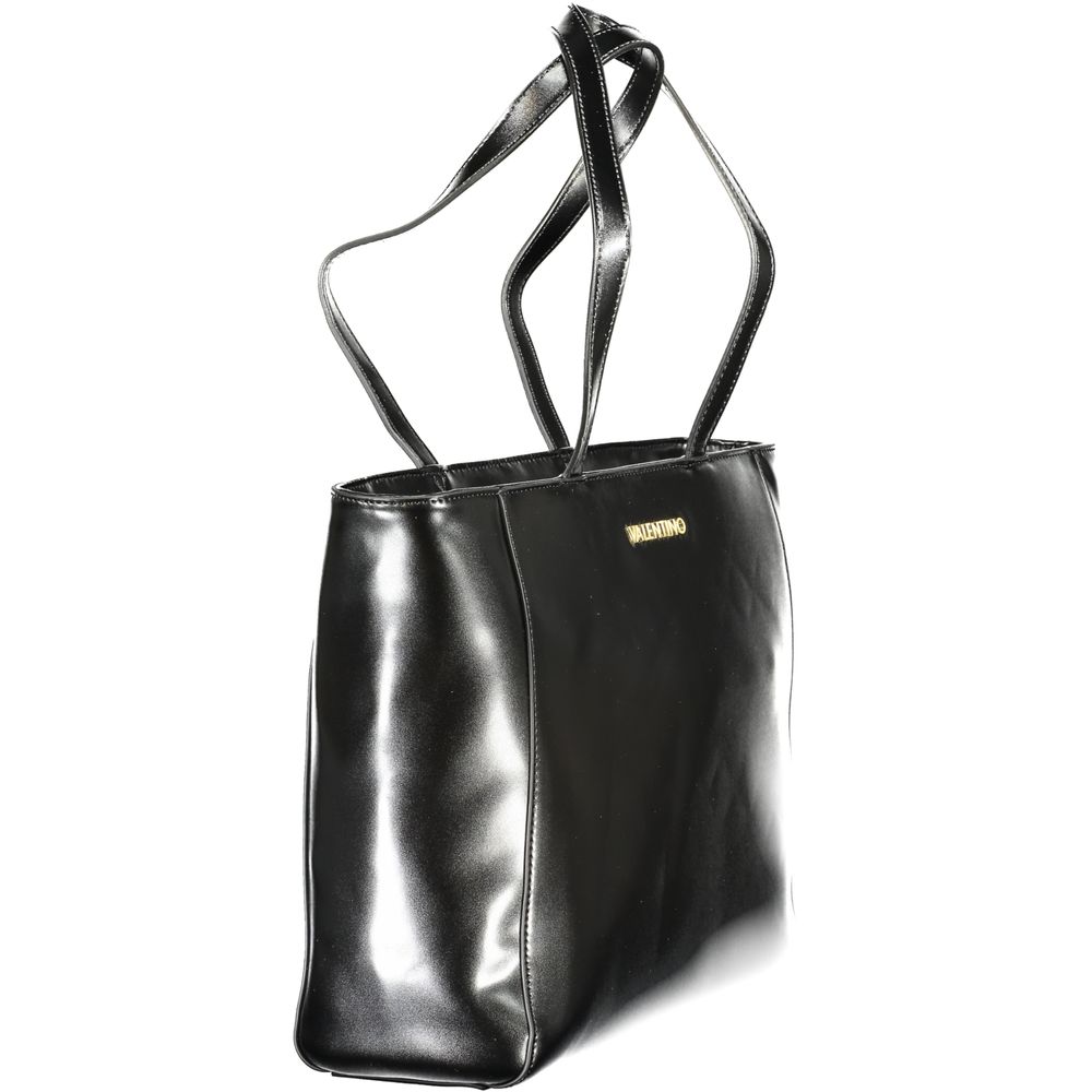 Mario Valentino Black Polyethylene Women Handbag with dual handles and zip closure.