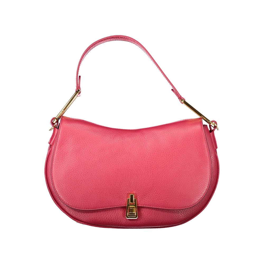 Elegant Coccinelle Red Leather Women Handbag with shoulder handle and gold swivel closure.
