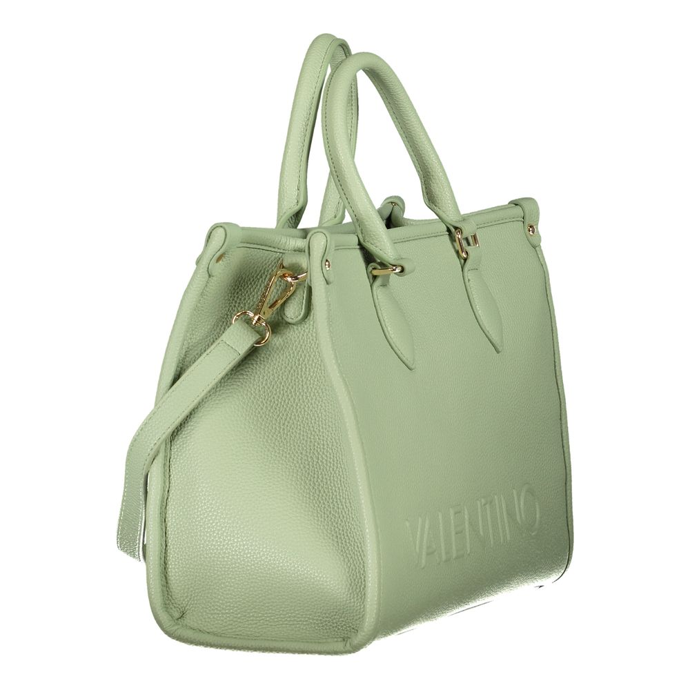 Mario Valentino Green Polyethylene Handbag with removable strap and internal pocket, featuring logo and protective feet.