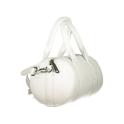 Mario Valentino White Polyethylene Handbag with handles and adjustable straps, featuring zip closure and recycled materials.