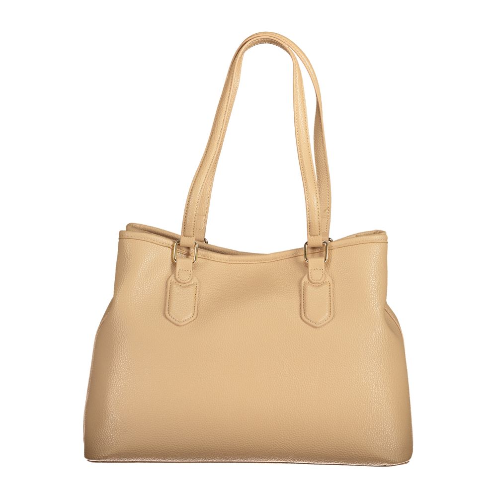 Mario Valentino Beige Polyethylene Women Handbag with elegant handles and versatile strap, offering chic sophistication and ample storage.
