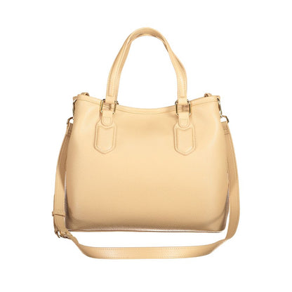 Mario Valentino Beige Polyethylene Women Handbag with shoulder strap and two handles.