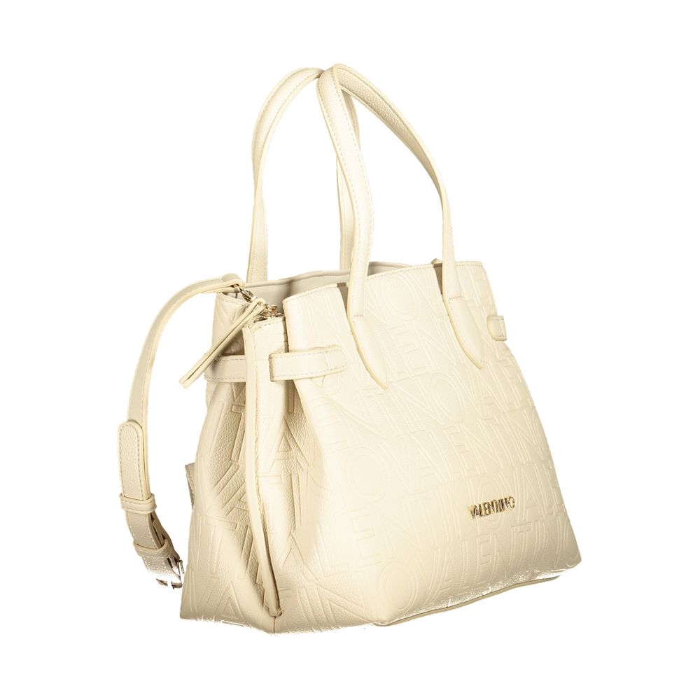 Mario Valentino Beige Polyethylene Women Handbag with dual handles and removable straps for versatile styling.