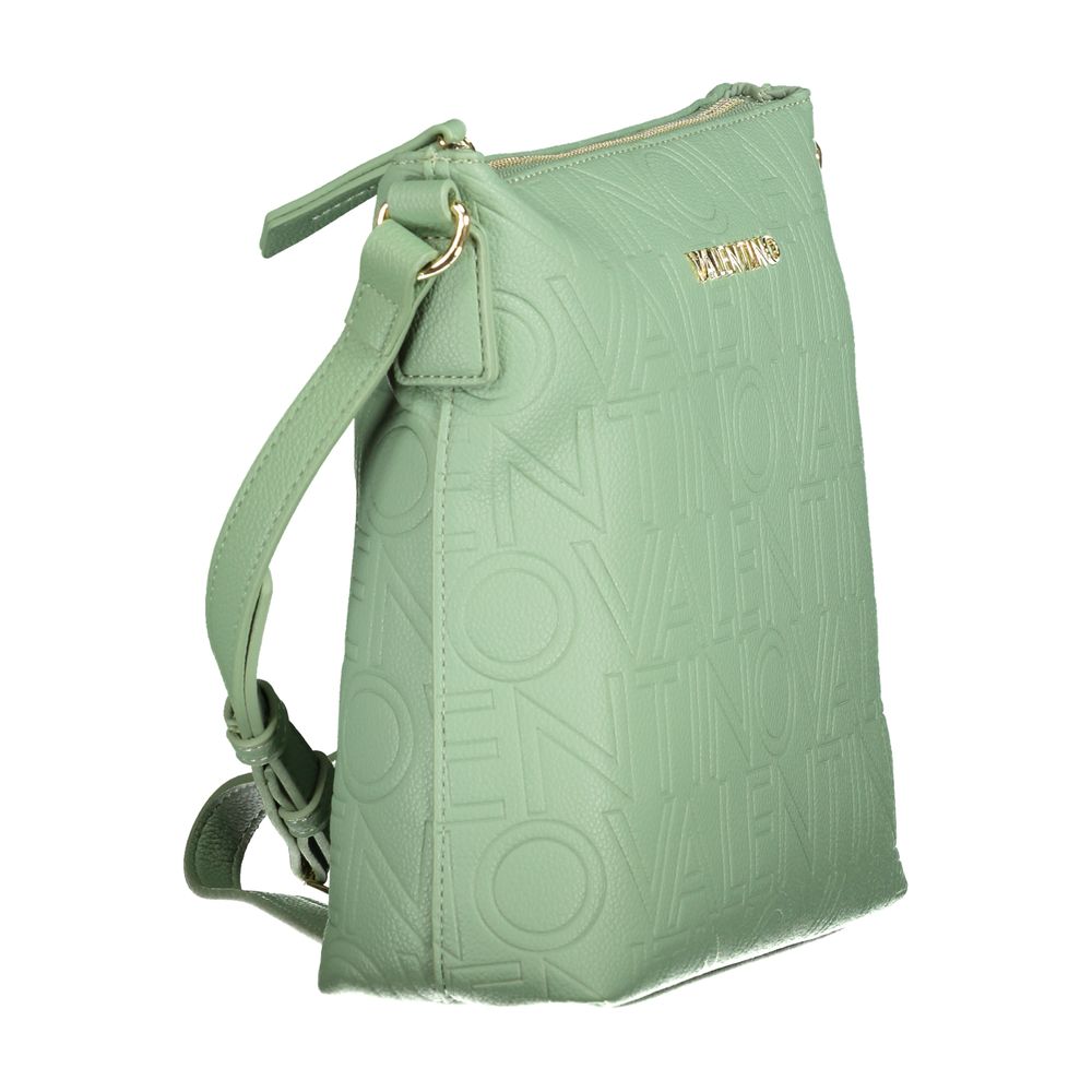 Mario Valentino Green Polyethylene Women Handbag with adjustable strap, zip closure, and embossed logo design in a vibrant green color.