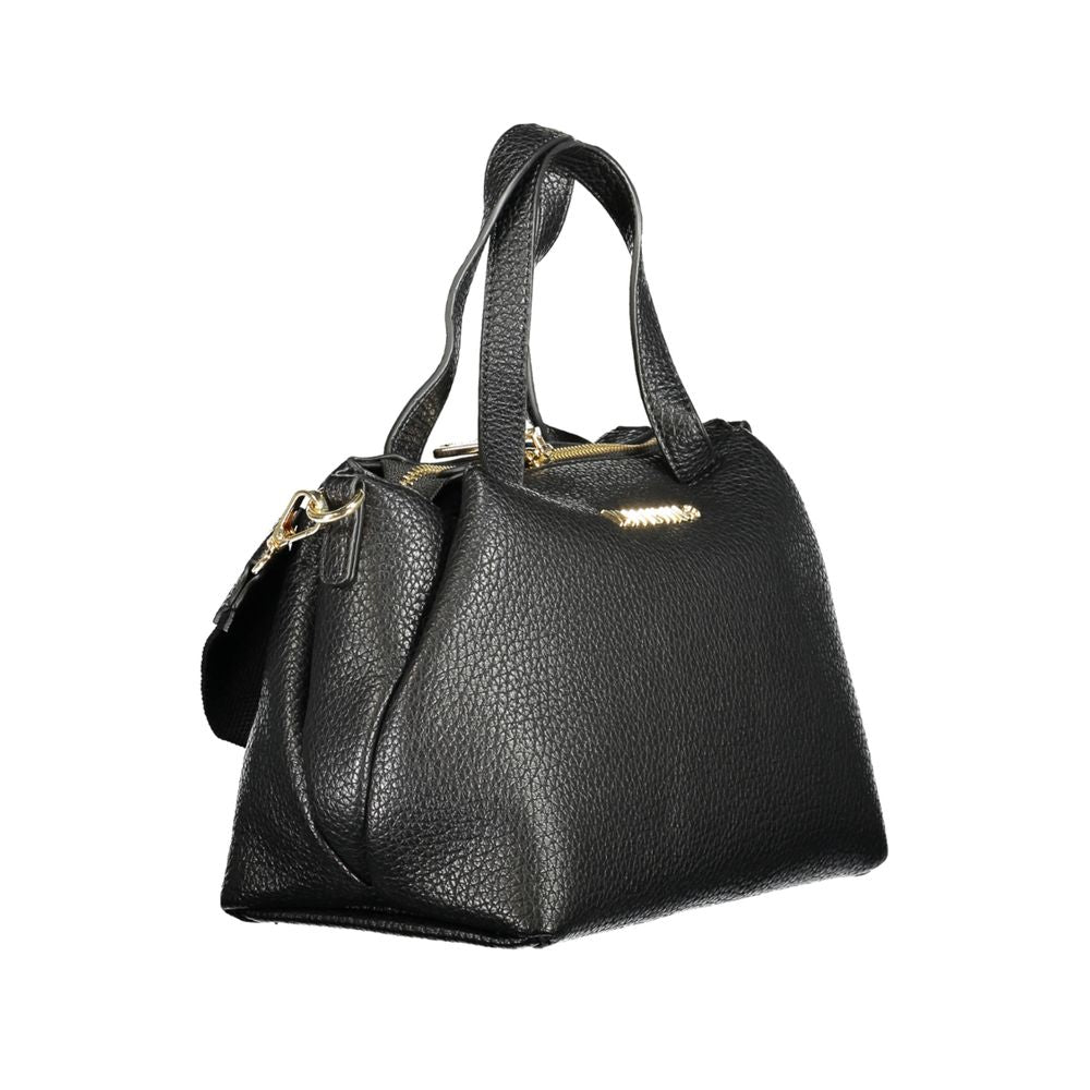 Mario Valentino Black Polyethylene Women Handbag with dual handles and removable shoulder strap