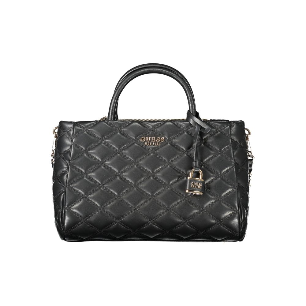 Guess Jeans Black Polyethylene Women Handbag with quilted design and lock detail