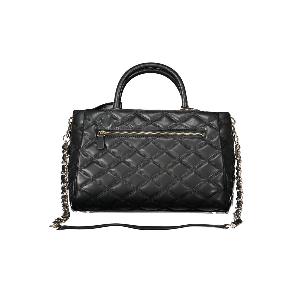 Guess Jeans Black Polyethylene Women Handbag with quilted design and chain strap