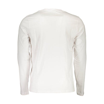 Back view of North Sails White Cotton Men T-Shirt with long sleeves showcasing premium casual luxury.