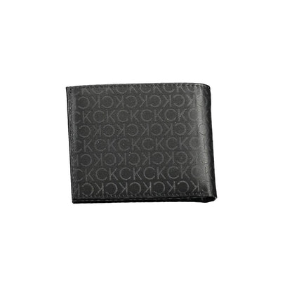 Calvin Klein Black Polyester Men Wallet with RFID blocking, dual compartments, and iconic logo design.