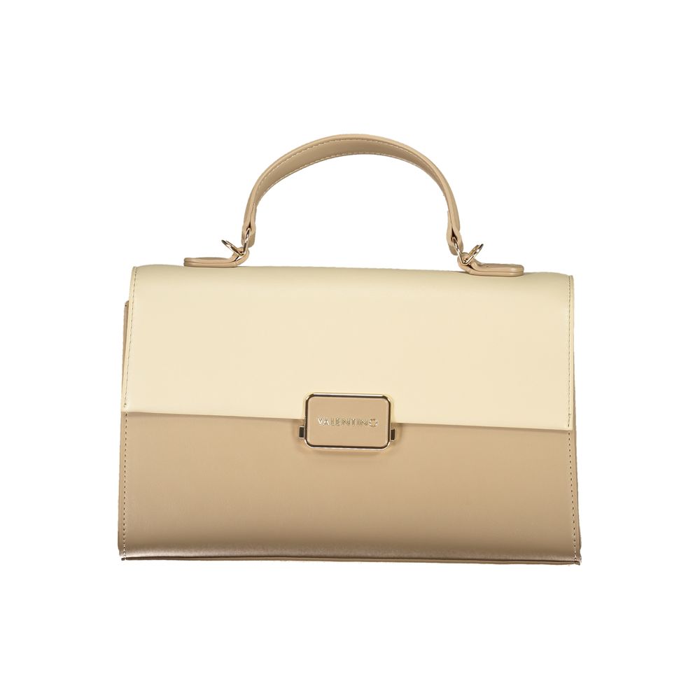 Mario Valentino Beige Polyethylene Women Handbag with handle and shoulder strap, featuring dual compartments and stylish design.