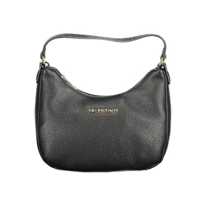 Mario Valentino Black Polyethylene Women Handbag with adjustable strap and zip closure, featuring elegant design for versatile use.
