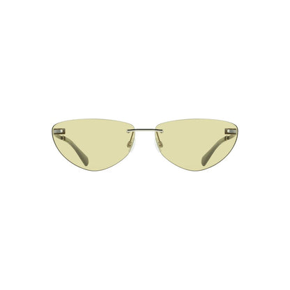 Calvin Klein Green Metal Women Sunglass with drop-shaped green lens, chic metal frame, and iconic logo.