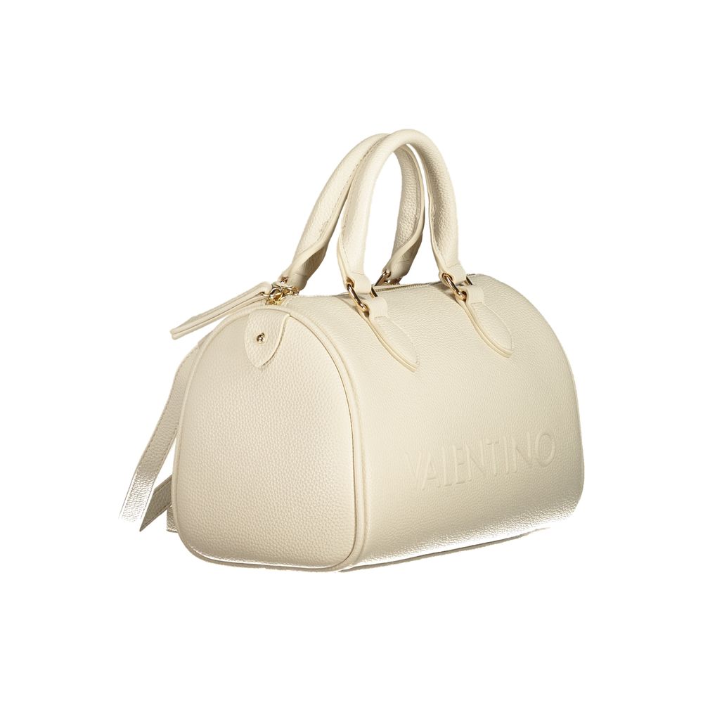 Mario Valentino Beige Polyethylene Women Handbag with handles and shoulder strap for versatile styling and secure zip closure.