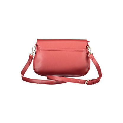 Mario Valentino Red Polyethylene Women Handbag with logo and adjustable shoulder strap, stylish and functional accessory.