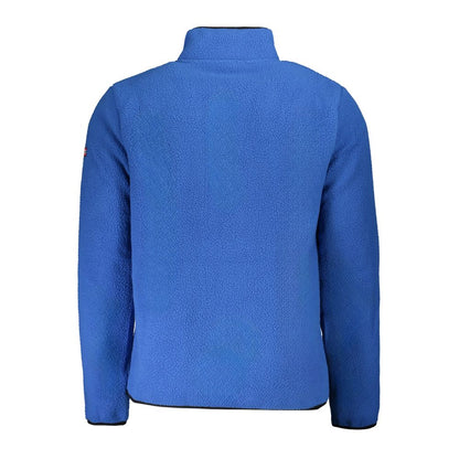 Back view of Norway 1963 Blue Polyester Men Sweater featuring stylish design and contrasting details.
