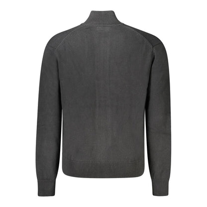 Back view of Guess Jeans Black Cotton Men Sweater showcasing sleek design and premium 100% cotton material.