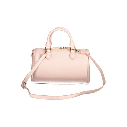 Mario Valentino Pink Polyethylene Women Handbag with adjustable shoulder strap and dual handles, showcasing eco-luxury and style.