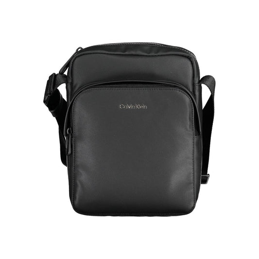 Calvin Klein Black Polyester Men Shoulder Bag with adjustable strap and secure pockets, eco-conscious design.