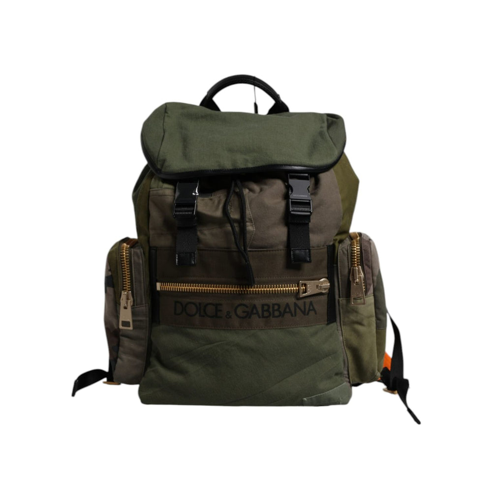 Dolce & Gabbana Green Patchwork Travel Backpack Military Bag BAG4634