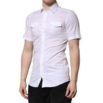 Dolce & Gabbana White Cotton GOLD Short Sleeves Formal Shirt TSH906797-40
