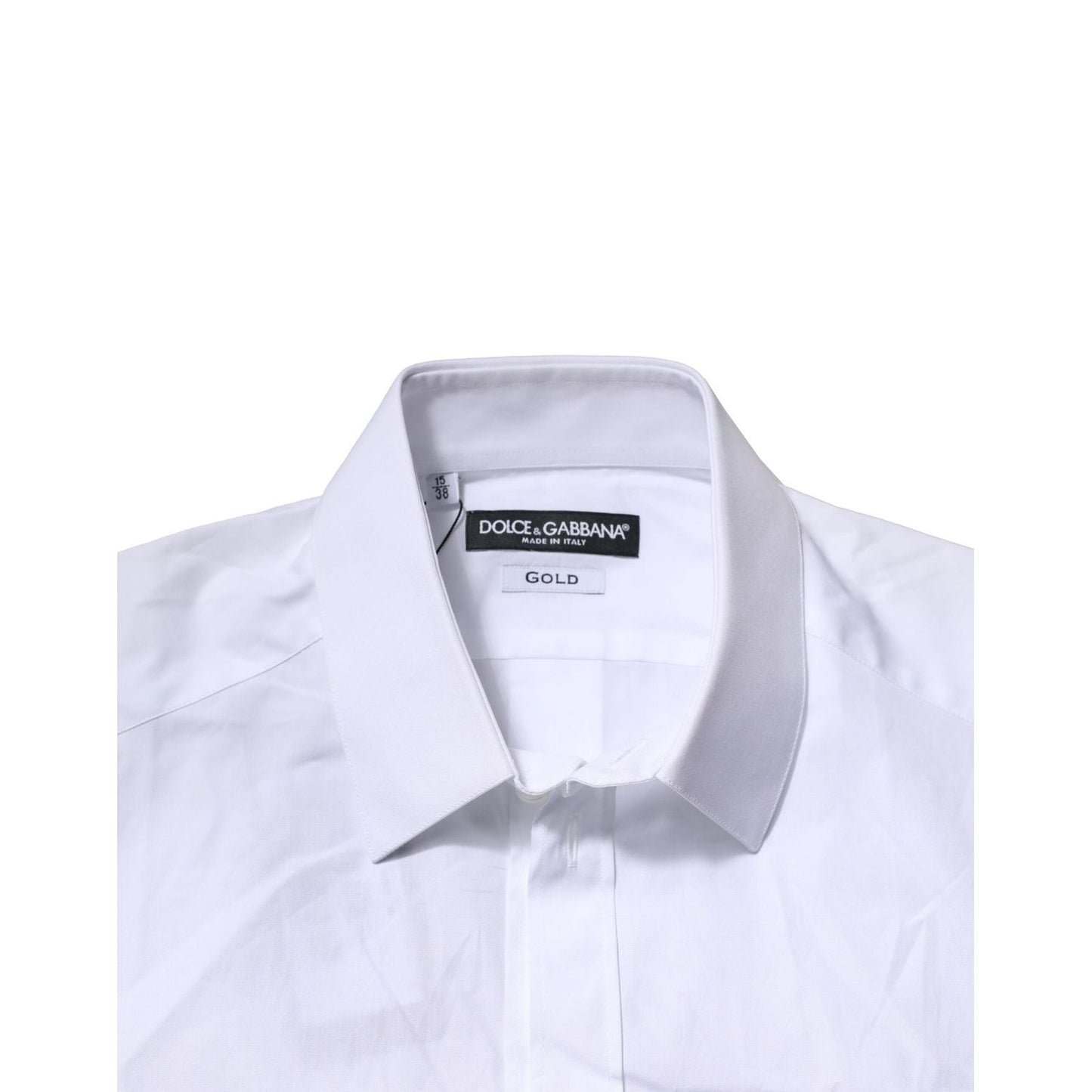 Dolce & Gabbana White Cotton GOLD Short Sleeves Formal Shirt TSH906797-40