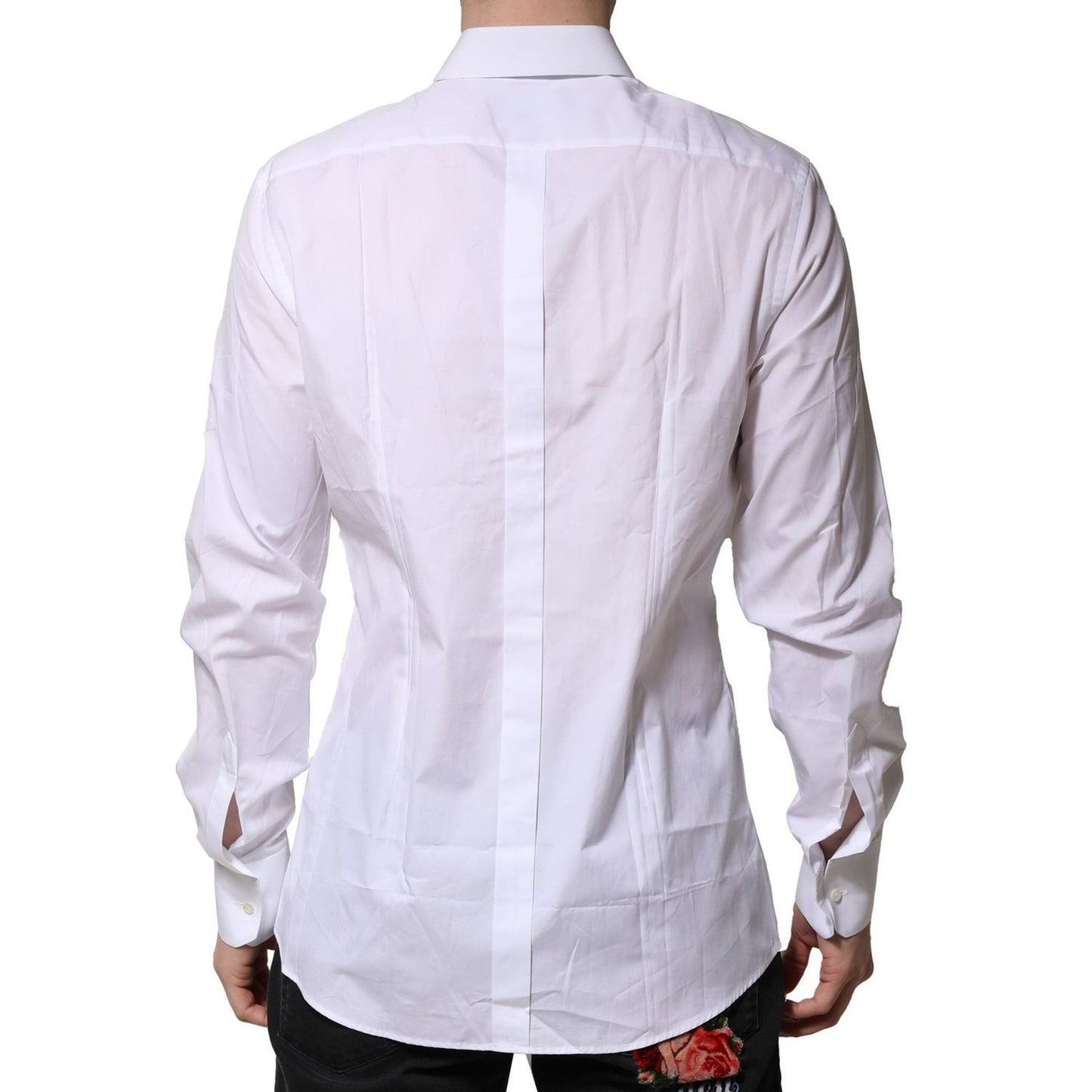 Dolce & Gabbana White Cotton GOLD Long Sleeves Formal Shirt TSH906815-38
