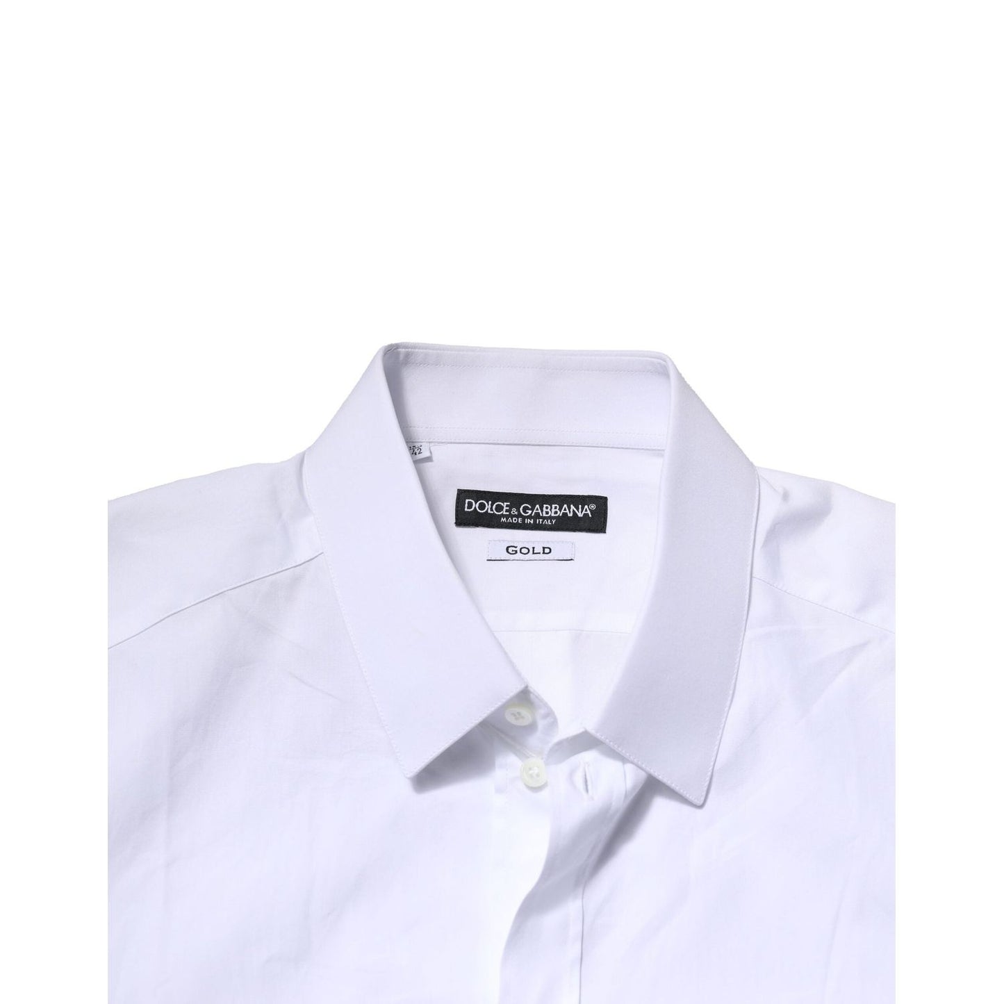 Dolce & Gabbana White Cotton GOLD Long Sleeves Formal Shirt TSH906815-38