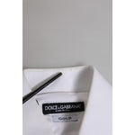 Dolce & Gabbana White Cotton GOLD Long Sleeves Formal Shirt TSH906815-38