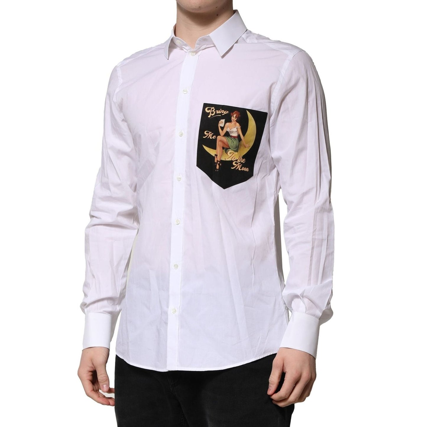 Dolce & Gabbana White Cotton MARTINI Long Sleeve Formal Shirt TSH906825-39